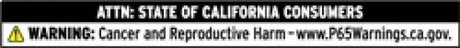 California Proposition 65 warning on Dodge Ram truck bed accessory for 8ft beds