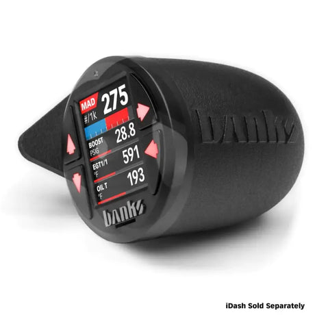 Black vehicle performance monitor on dual pod mount for Chevy GMC trucks by Banks Power