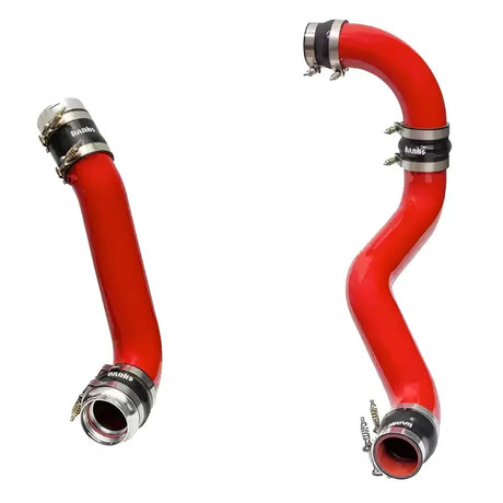 Red silicone hoses with metal clamps for GM L5P boost tube upgrade kit