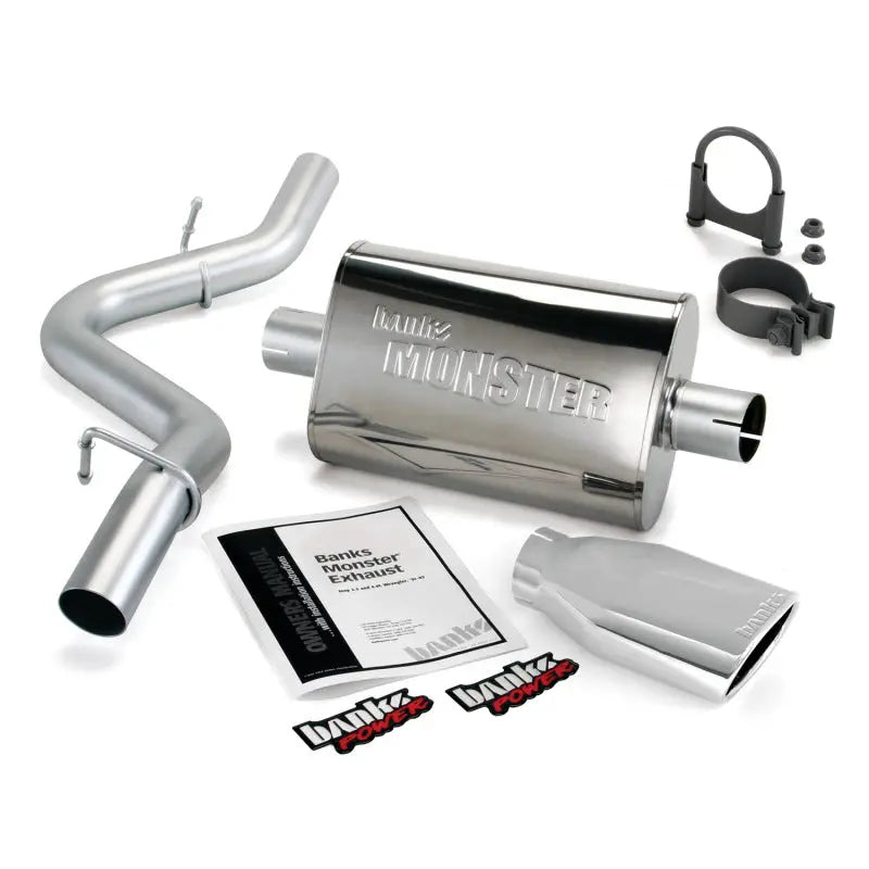 Banks Power 51312 Banks Power 97-99 Jeep 2.5/4.0L Wrangler Slip Fit Cat Monster Exh Sys - SS Single Exh w/ Chrome Tip