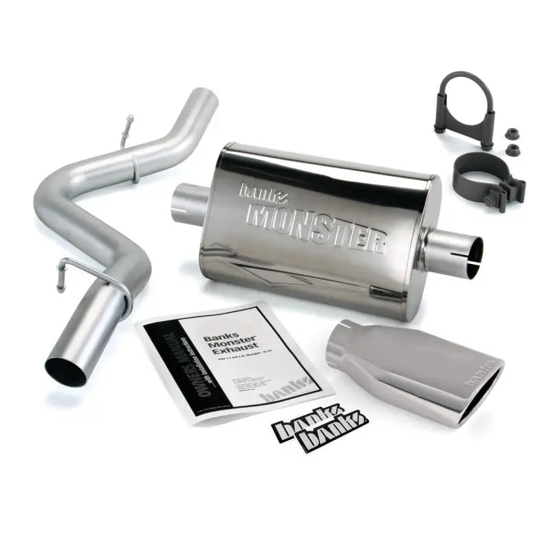 Banks Power 97-99 Jeep 2.5/4.0L Wrangler Slip Fit Cat Monster Exh Sys - SS Single w/ Chrome Tip - Truck & Automotive