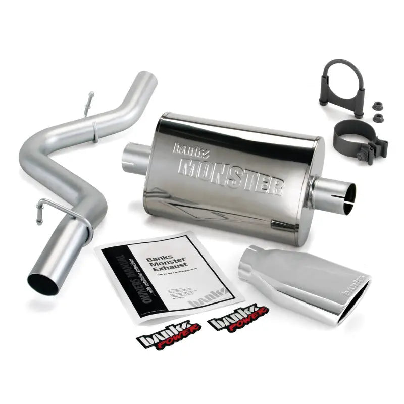 Banks Power 97-99 Jeep 2.5/4.0L Wrangler Slip Fit Cat Monster Exh Sys - SS Single w/ Chrome Tip - Truck & Automotive