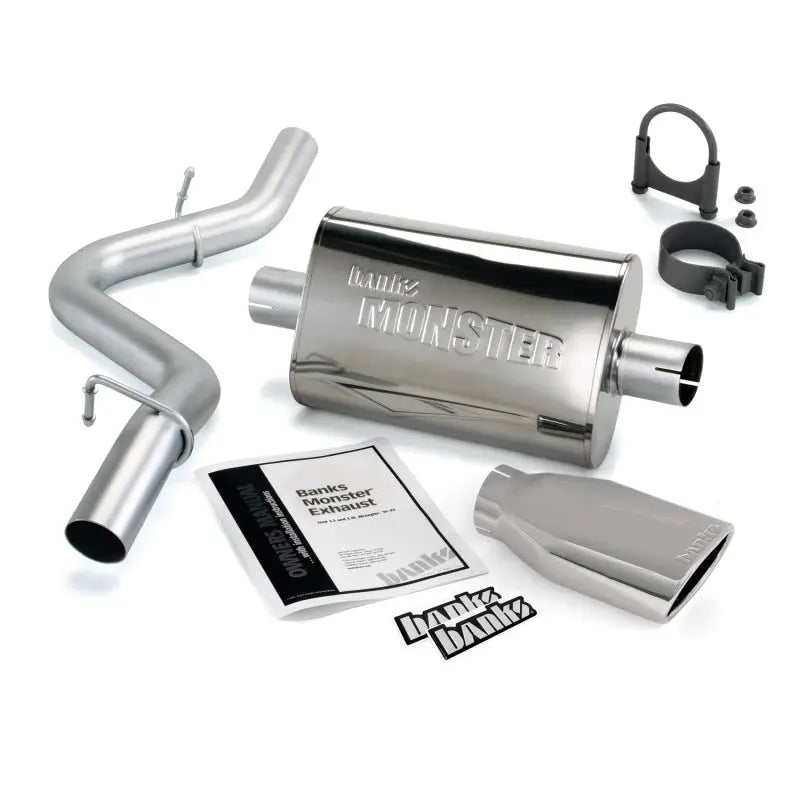 Banks Power 51312 Banks Power 97-99 Jeep 2.5/4.0L Wrangler Slip Fit Cat Monster Exh Sys - SS Single Exh w/ Chrome Tip