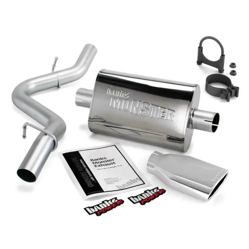 Banks Power 97-99 Jeep 2.5/4.0L Wrangler Slip Fit Cat Monster Exh Sys - SS Single w/ Chrome Tip - Truck & Automotive