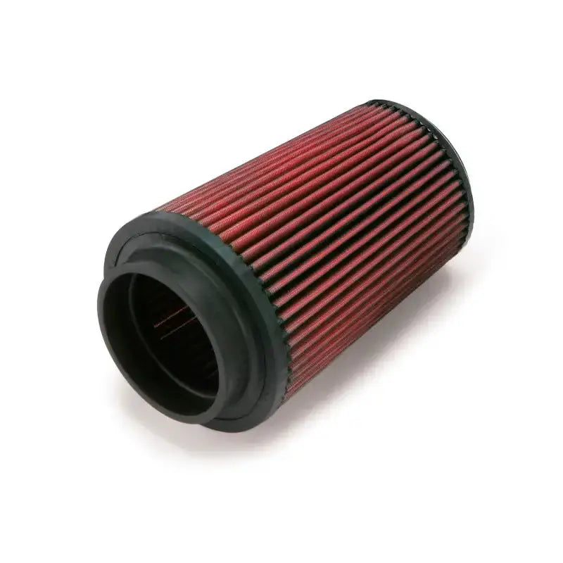 Banks Ram-Air Filter Element for Ford 6.9/7.3L and Jeep 4.0L Ram-Air System, high-flow, multi-layer design, oiled surface, red, cylindrical.