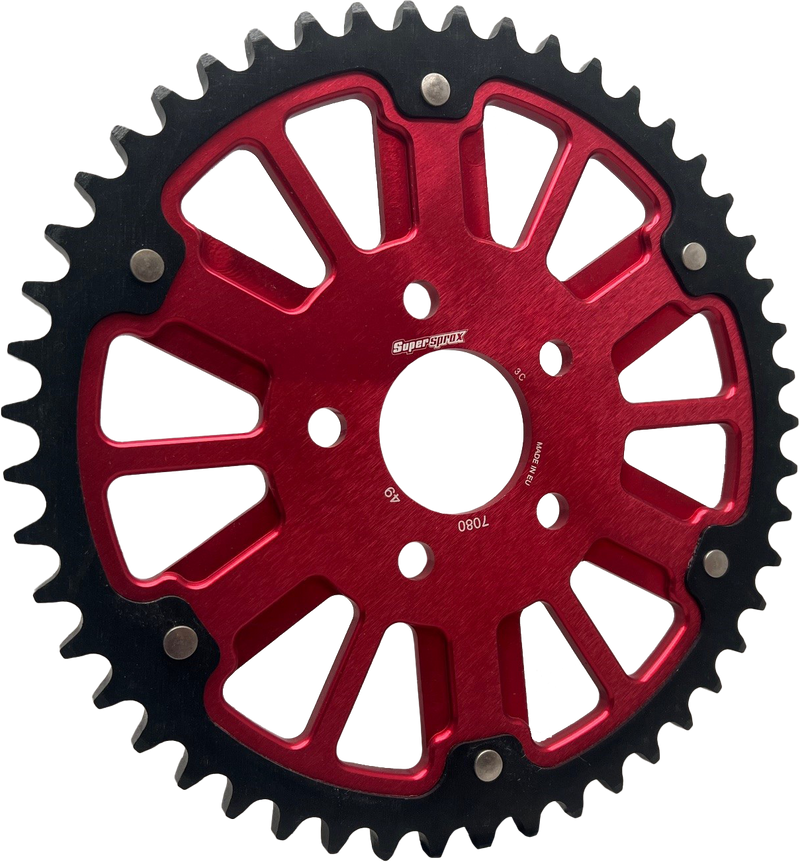 Supersprox Stealth 51T Rear Sprockets RST-7080:51-Red - Red Black Sprocket Alum Car Steel Teeth