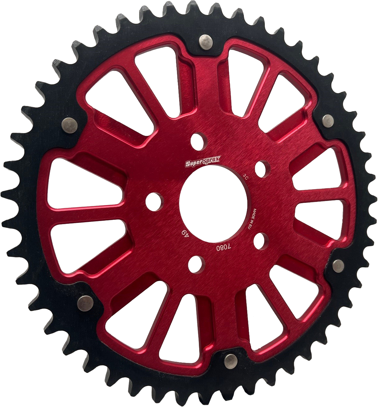 Supersprox Stealth 51T Rear Sprockets RST-7080:51-Red - Red Black Sprocket Alum Car Steel Teeth