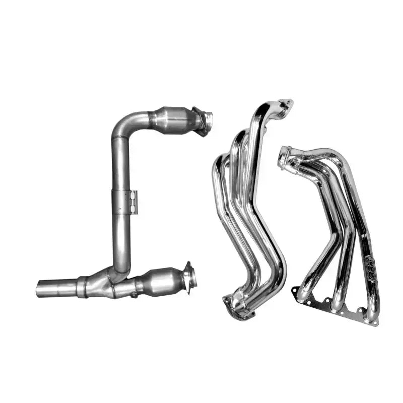 BBK 07-11 Jeep 3.8 V6 Long Tube Exhaust Headers And Y Pipe Converters - 1-5/8 Silver Ceramic - Truck & Automotive