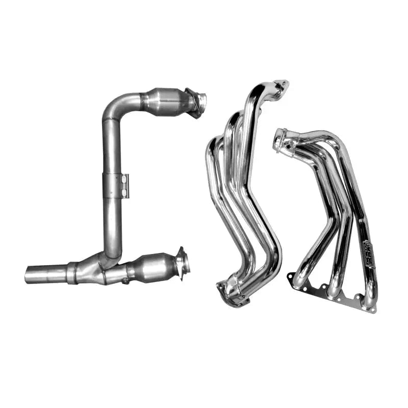 BBK 07-11 Jeep 3.8 V6 Long Tube Exhaust Headers And Y Pipe Converters - 1-5/8 Silver Ceramic - Truck & Automotive