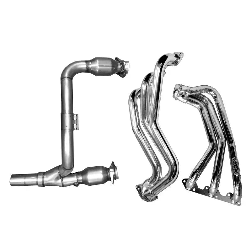 BBK 07-11 Jeep 3.8 V6 Long Tube Exhaust Headers And Y Pipe Converters - 1-5/8 Silver Ceramic - Truck & Automotive