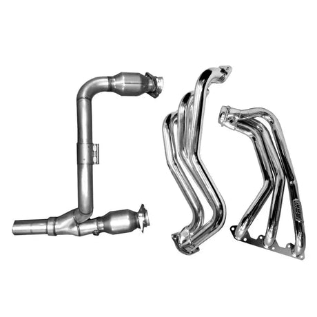 BBK 07-11 Jeep 3.8 V6 Long Tube Exhaust Headers And Y Pipe Converters - 1-5/8 Silver Ceramic - Truck & Automotive
