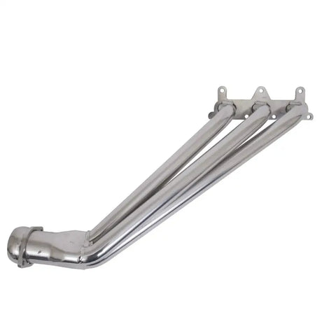Shiny chrome long tube exhaust headers for Camaro V6 with converters and ceramic coating