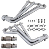 Silver long tube exhaust headers with hardware for BBK Camaro LS3 L99 1-3/4 chrome upgrade
