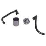 Automotive oil separator kit with hoses for Ford Mustang GT Passenger Side