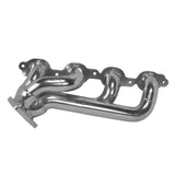 Shiny chrome shorty tuned length headers on BBK GM Truck 5.3/6.2 polished silver ceramic