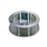 Polished metal engine pulley from BBK underdrive pulley kit for 94-95 Mustang 5.0