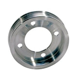 Shiny metal underdrive pulley from BBK 94-95 Mustang 5.0 pulley kit, CNC billet aluminum