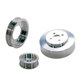 Polished metal pulleys from BBK 94-95 Mustang 5.0 underdrive pulley kit