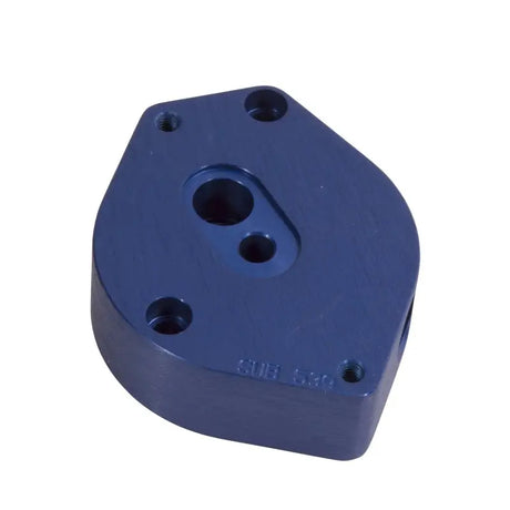 Blue metal manifold block for BBK 96-98 Mustang high flow billet aluminum fuel rail kit