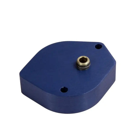 Blue metal mounting plate from BBK high flow billet aluminum fuel rail kit for Mustang