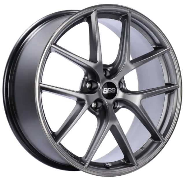 Gray alloy BBS CI-R 19x9 wheel with rim protector and PFS clip for sleek styling