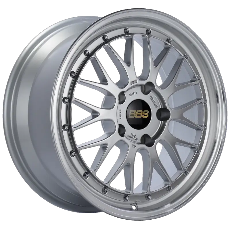 Silver BBS alloy wheel with diamond silver finish and diamond cut lip design