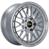 Silver BBS alloy wheel with diamond silver finish and diamond cut lip design