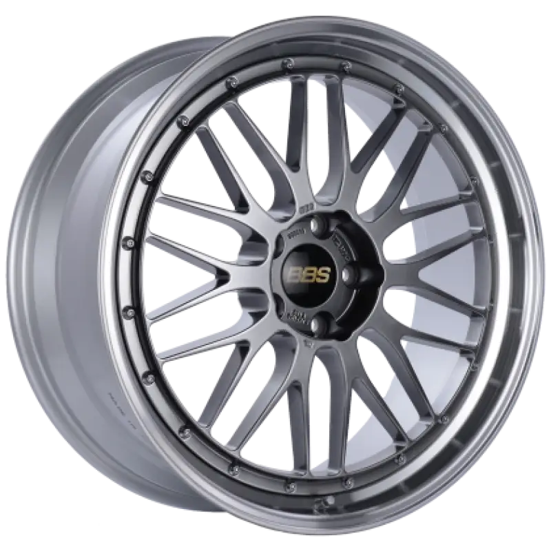 Silver BBS LM 19x9 wheel with diamond black finish and cut lip design