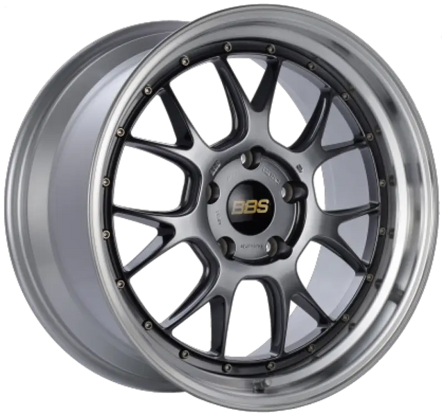 Silver and black BBS LM-R wheel with diamond black center and diamond cut lip