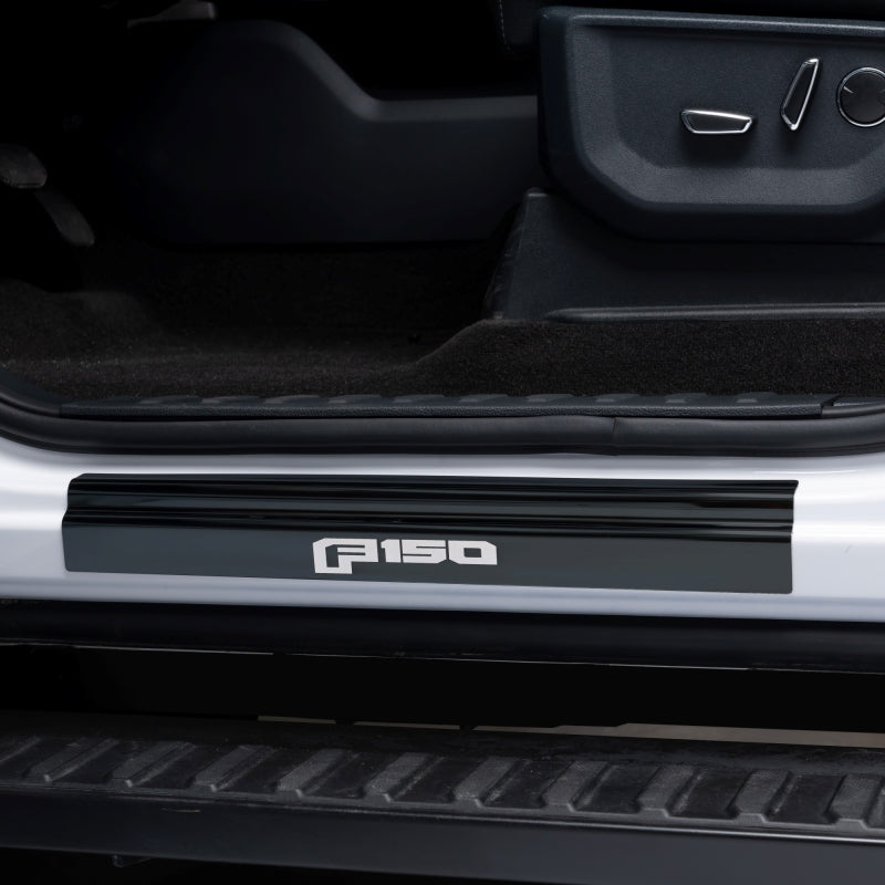 Putco 95145BPFD Putco 15-20 Ford F-150 - Regular Cab &amp; SuperCab w/ F-150 Etching (2pcs) Black Platinum Door Sill - 95145BPFD