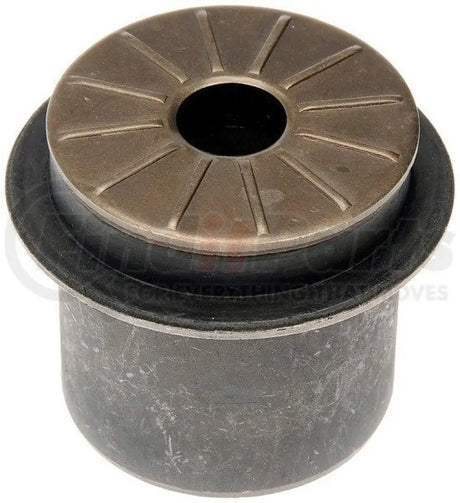 Cylindrical metal bushing with rubber and patterned metal top for BC91189 Dorman Bushing