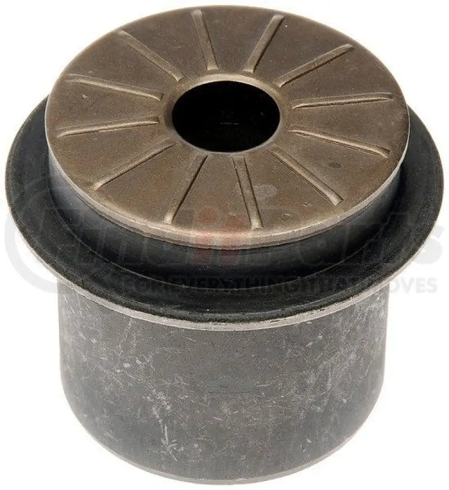 Cylindrical metal bushing with rubber and patterned metal top for BC91189 Dorman Bushing