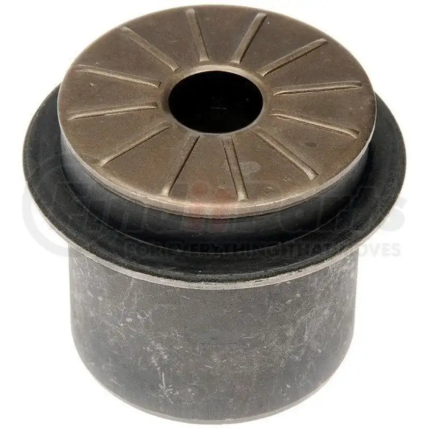 Cylindrical metal bushing with rubber and patterned metal top for BC91189 Dorman Bushing