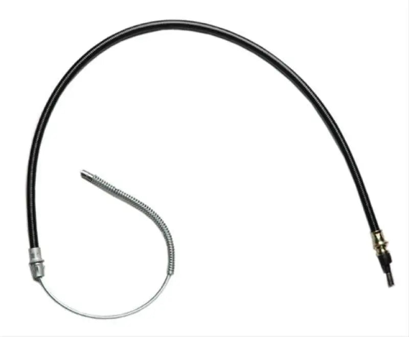 Black Raybestos parking brake cable with metal ends for reliable parking brake function