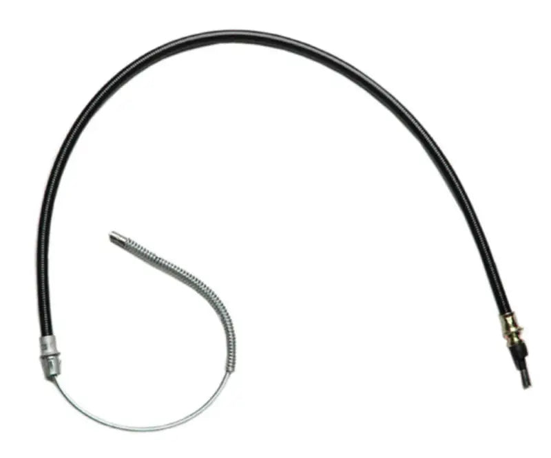 Black and silver Raybestos parking brake cable for reliable parking brake performance