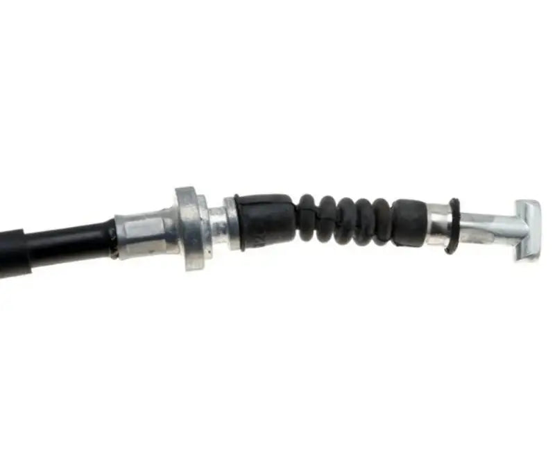 Black brake cable with metal fittings and rubber, part of BC97147 Raybestos Brake Cable series