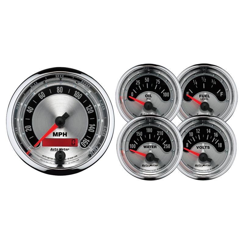 AutoMeter 1202 Autometer American Muscle Kit Box - Elec Speedo/Elec Oil Pressure/Water Temp/Volt/Fuel Level - 1202