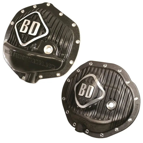 Black differential covers with silver accents from BD Diesel differential cover pack for Dodge 2500/3500