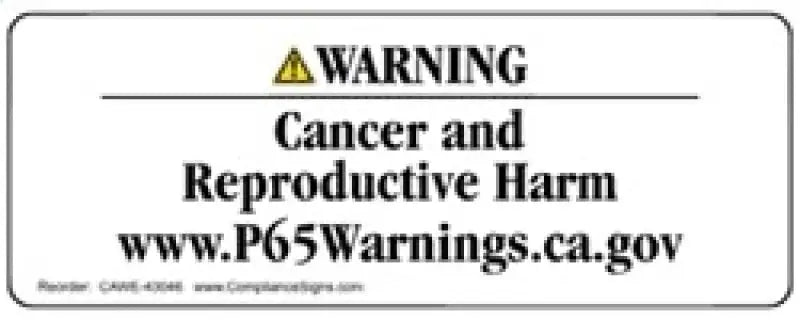 Warning label about cancer and reproductive harm on BD Diesel differential cover pack for Dodge 2500/3500