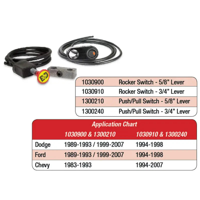 BD Diesel 1300210 BD Diesel Push/Pull Switch Kit Exhaust Brake - 5/8in Manual Lever - 1300210