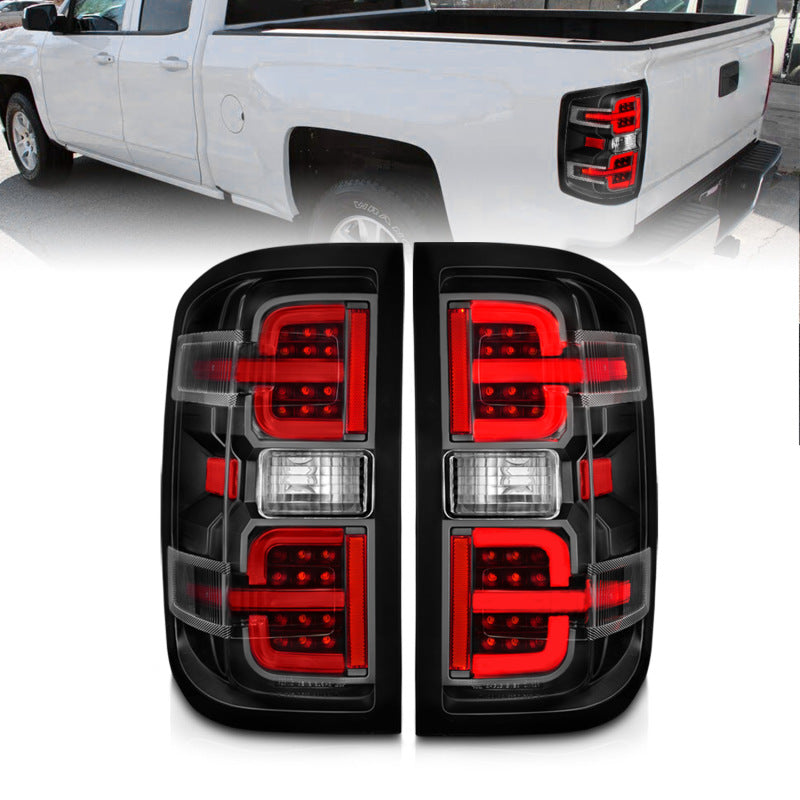ANZO 311425 ANZO 15-19 Chevy Silverado 2500HD/3500HD (Halgn Only) LED Tail Lights w/Black Light Bar & Clear Lens