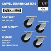 Four swivel bearing casters with 18 inch blue wheel pros for heavy-duty use