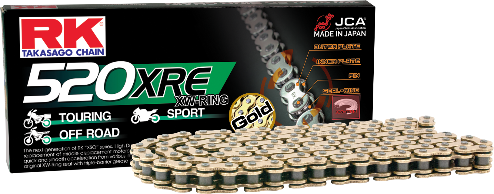 RK Excel 520 XRE Gold Drive Chain GB520XRE-160 - Gold GB520XRE 160
