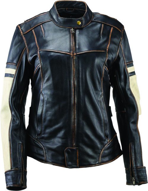 River Road Dame Vintage Leather Jacket Black Womens - XL - 094391