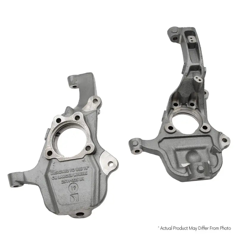 Gray metal steering knuckles from Belltech Drop Spindle Set for F-150 97-03 2WD