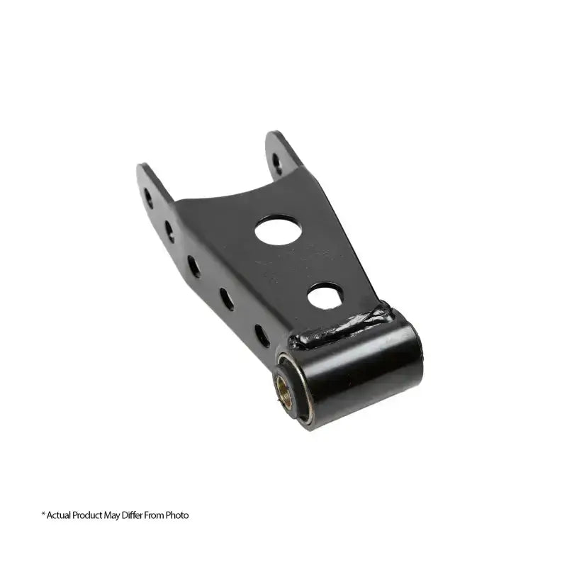 Belltech SHACKLE KIT for 2.5-inch Leaf SPRG, powdercoated heavy gauge steel with OEM quality vulcanized rubber bushings, suitable for lowering rear of trucks.