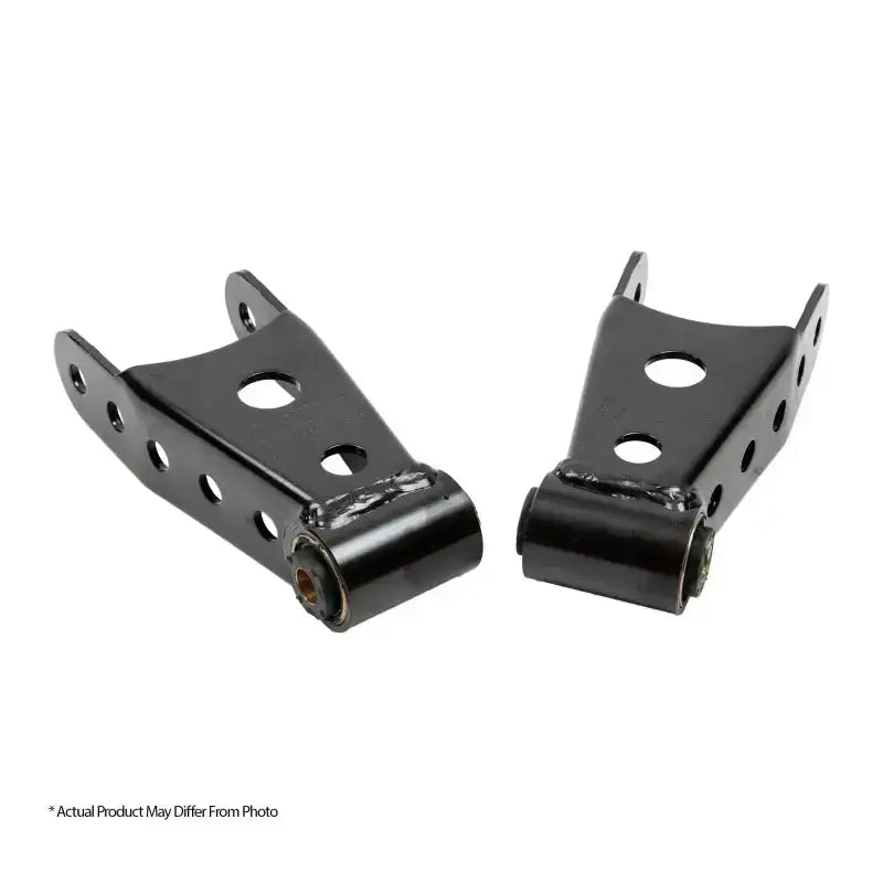 Belltech SHACKLE KIT FITS 2.5inch LEAF SPRG, lowering shackle kit for trucks, powdercoated heavy gauge steel, OEM quality vulcanized rubber bushings, 88-18 Chevrolet Silverado/Sierra, 92-99 Tahoe/Yukon/Suburban, 94-01 Dodge Ram 1500, 97-03 Ford F150.