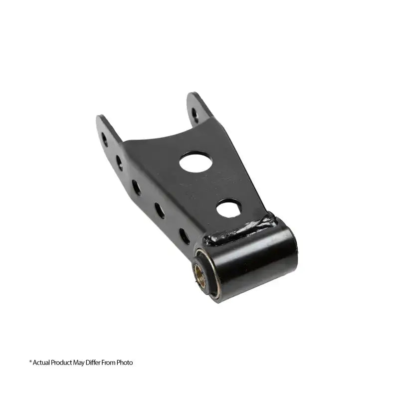 Belltech SHACKLE KIT for 2.5-inch Leaf SPRG, powdercoated heavy gauge steel with OEM quality vulcanized rubber bushings, suitable for lowering rear of trucks.