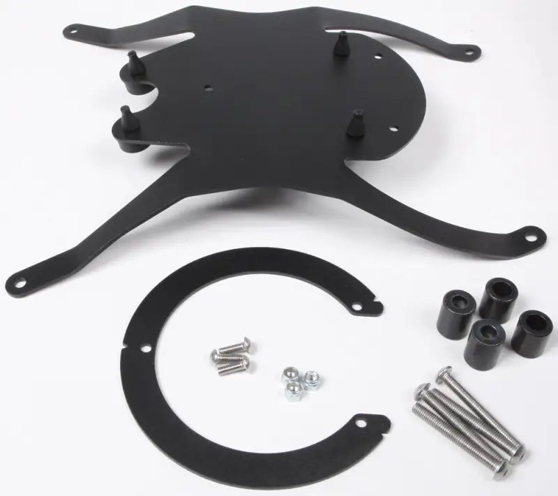Black metal motorcycle luggage rack with mounting hardware for BF15 Tanklock Mount