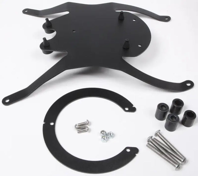 Black metal motorcycle luggage rack with mounting hardware for BF15 Tanklock Mount